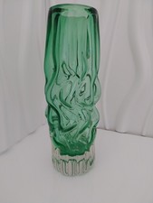 Czech Art Green Glass Vase