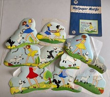 Vintage 1950s SPRINGTIME gummed Wallpaper Motifs for walls and furniture