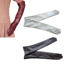 Long Leather Women Gloves Elbow Lined Soft Ladies Winter Warm Evening Party New