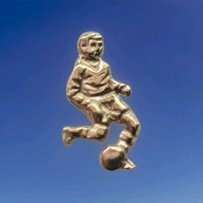 Vintage 9ct Gold Football Player Pin Badge Pin Hallmarked -Gold Plated Chain