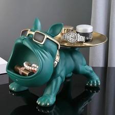 Resin Bulldog Statue – Decorative Dog Sculpture & Storage Tray | Home & Office D