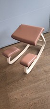 Varier Kneeling Chair Natural Ash, Brown Leather.