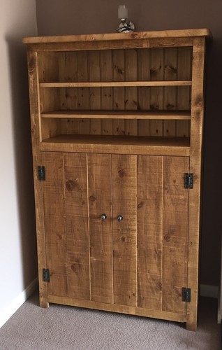 Rustic pine tall bookcase with - rustic,