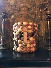 Vintage Mid 20th Century Folk Art Shell Encrusted Planter Plant Pot