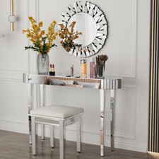 Ultra Long Silver Mirrored Console Table Anti-Oxidant Glass FrameFoyer Side Desk