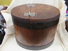 19th Century Banded Oak Ships Salt Beef or Meat Barrel with Half Lid