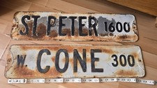 2 Vintage Metal Road Signs