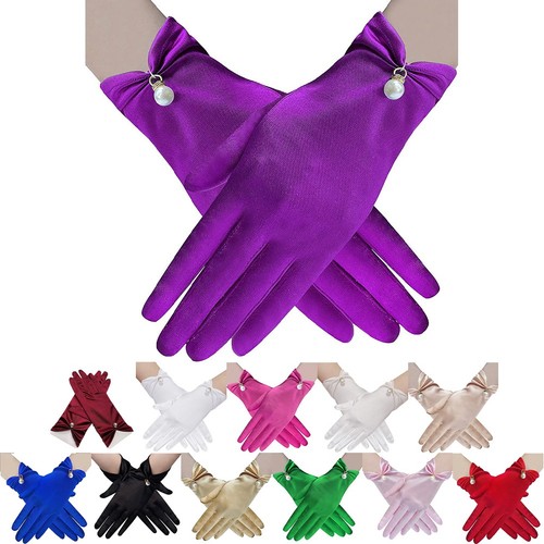 Elegant satin stretch gloves - satin,