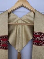 Priests Stole Detailed Golden Brocade Embroidered Motifs