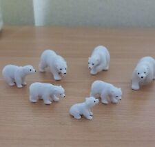 Polar Bear Group. 8 Pieces. Tallest 25mm to shoulder. Cake Decoration or Toy Zoo