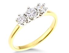9ct Gold on Silver 0.50ct Simulated Diamond 3 Stone Engagement Ring sizes J to V