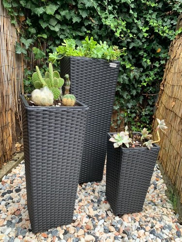 Set rattan planter black - 3,