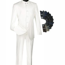 Sharp Regular-Fit Banded-Collar Nehru Church Suit WHITE & Socks, $299+