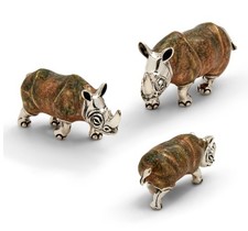 Saturno Sterling Silver and Enamel Rhinoceros- Fully Hallmarked Sterling Silver