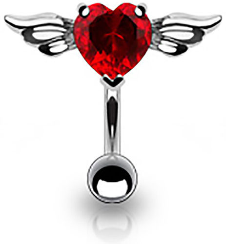 Red crystal reverse heart top - crystal,