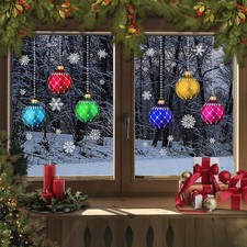 Christmas stained glass Bauble snowflakes Window Stickers Clings Reusable