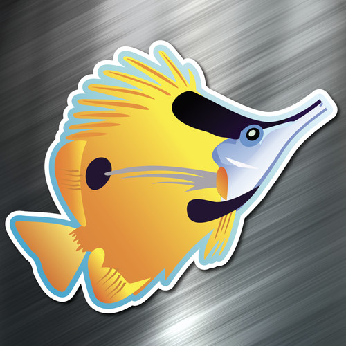 One fox face fish decal - one,