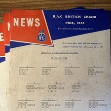 1965 British Grand Prix, Silverstone. Official race bulletins x 32.Motor Sport