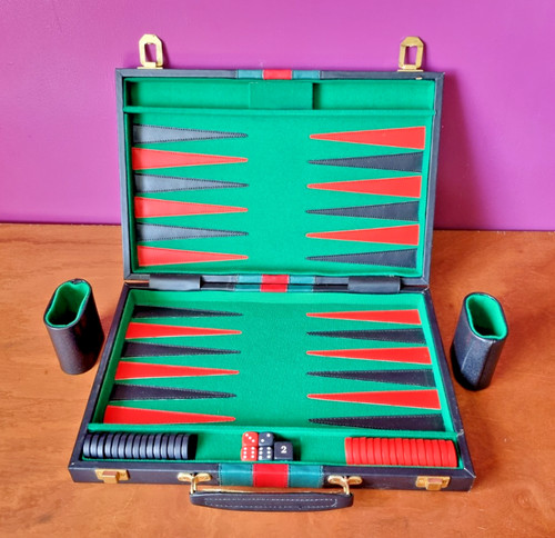 Vintage backgammon set red - backgammon,