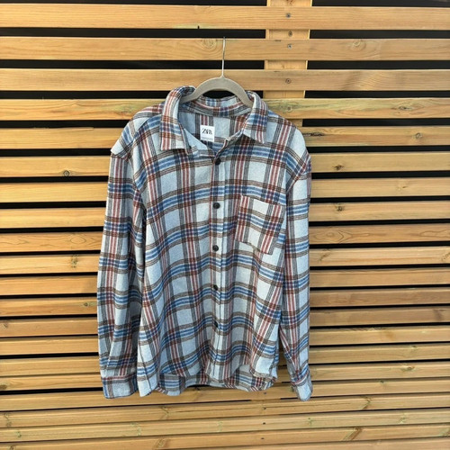 Zara men blue check flannel - men's,