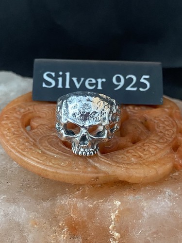 Solid hammered silver - silver, skull