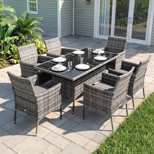 Outsunny rattan dining set - dining, for