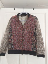Zara Medium Zip Up Lace Floral Bomber Jacket Excellent Condition