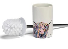 Reduced CROYDEX STEVEN BROWN ANGUS MCCOO CHINA BATHROOM TOILET BRUSH & CONTAINER