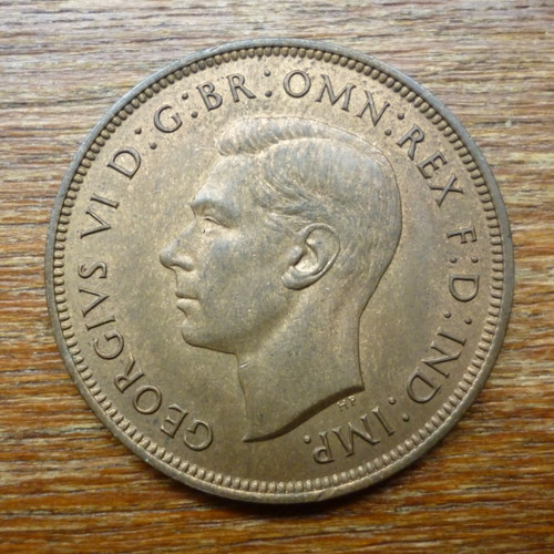 1937 one penny coin king - one, coin.