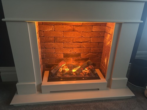 Cream wood fireplace - cream,