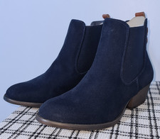 Navy Suede Block Heel Chelsea Ankle Boots Size UK 6 From Shoes By Emma. NWT