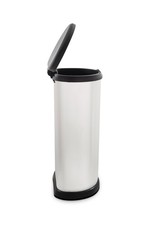 Curver 40 L Metal Effect Plastic One Touch Deco Bin, Silver