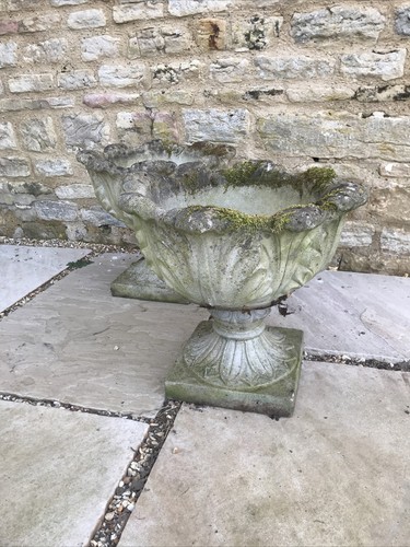 Antique pair planters - planters, garden