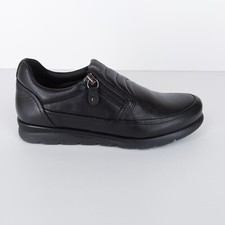 Hotter Size UK 5 STD Motion Air Energie Sole Black Leather Easy Slip On Shoes