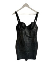 Lady Lucie Latex Black Dress Size 36D XL 16 RRP £400 Designer Mini Short