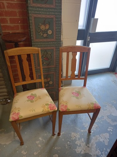 Pair oak reupholstered - pair, of