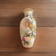 Christmas Vase Old Tupton Ware Holly & Robin 9 Inches Excellent Condition