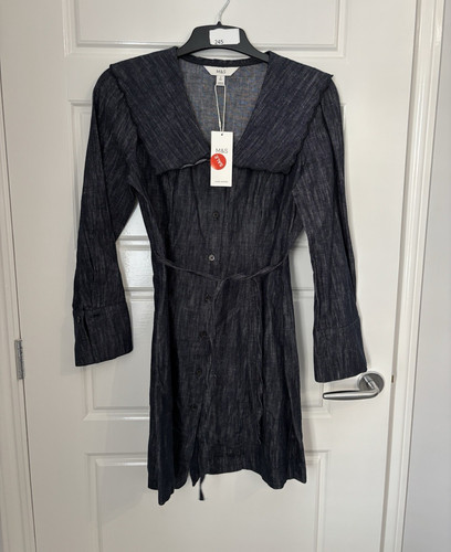 Blue denim shirt dress - blue,