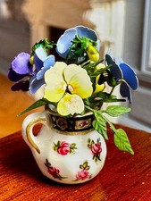 Dolls house miniature 1:12 ARTISAN flowers in hand painted jug by CHRIS WHITFORD