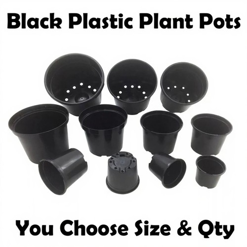 Black plastic plant - black,