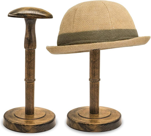 Vintage wooden hat - wooden, stand