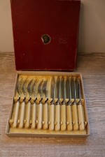 KB SHEFFIELD CHROME PLATE ON NICKEL SILVER FISH CUTLERY SET BOXED UNUSED