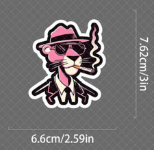 Pink Panther Smoking Cartoon Car Bumper Sticker Decal 7.62 x 6.6 cm laptop phone