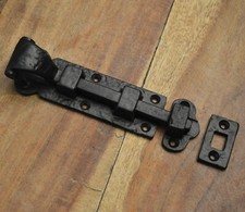 6" Straight Black Cast Iron Bolt Stable / French Doors (LF5563B)