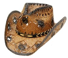 Western Cowboy Straw Hat Orlando Brown Tan for Rodeo Line Dance