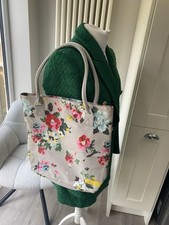 JOULES TOTE SHOULDER BAG CANVAS BOOTS FLORAL PINK FLOWER TAUPE GREY BEACH