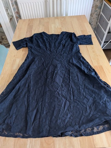 Vintage look navy lacy - vintage, lined