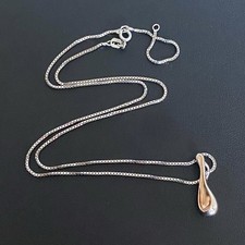 HOT DIAMONDS Sterling Silver Pendant 18" Necklace Rose Gold Tone Teardrop Boxed