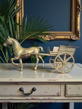 Mid Century Brass Horse & Cart