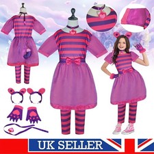 Teen Child Cheshire Cat Girls Fancy Dress Animal Book Day Week Costume Cosplay.